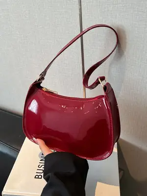 Retro Red Patent Leather Shoulder Bag 2025