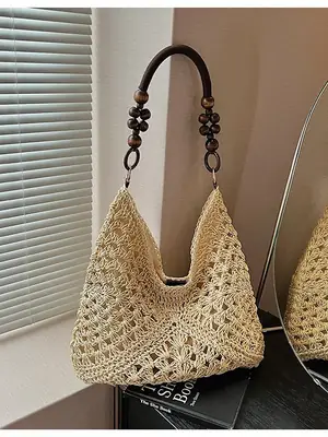 Woven Straw Shoulder Bag for Women 2025 New Seaside Vacation