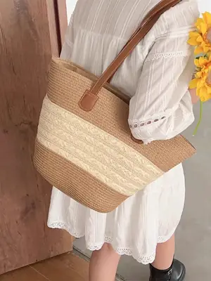 Women's Woven Straw Shoulder Bag Large Capacity