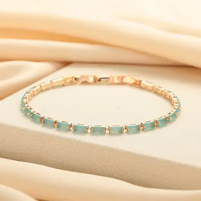 Luxury Blue Square Crystal Zircon Bracelet for Women