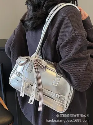 Silver Bow Shoulder Bag for Women Summer 2025