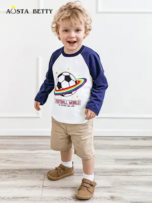European American Boys Long Sleeve T-Shirt Football Design