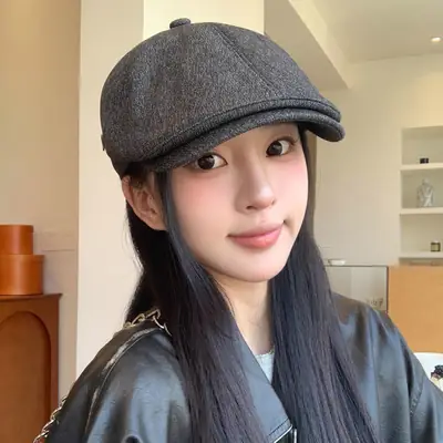 Women White Cap Retro Distressed Spring Autumn Beret Small