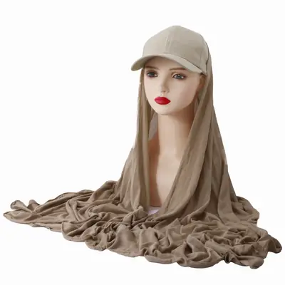 Women Long Turban Cap with Shawl Scarf Sun Warmth