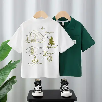 Boys Green Cotton Polo Shirt Summer 2025 Medium Large