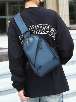 Men's Blue Casual Crossbody Bag Large Capacity