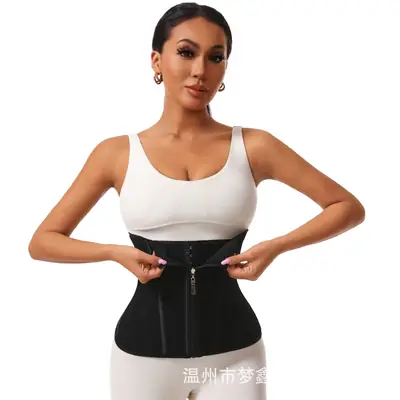 Black Mesh Waistband Tummy Shapewear Belt with Zipper