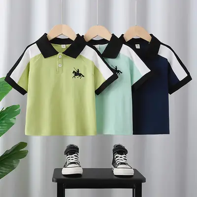 Boys Polo Shirt Navy Blue 2025 Summer Kids