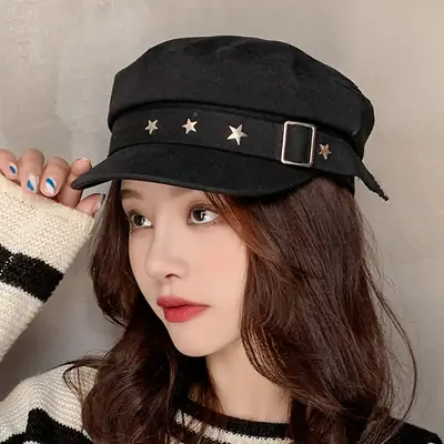 Navy Star Cap Women Autumn Casual Flat Cap