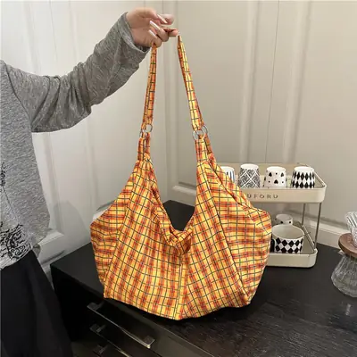 Summer Plaid Women's Shoulder Bag Large Capacity