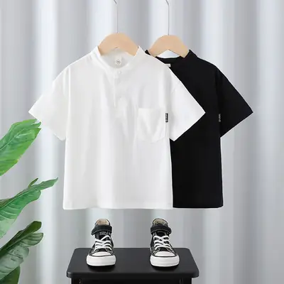 Boys White Short Sleeve T-Shirt 2025 Summer