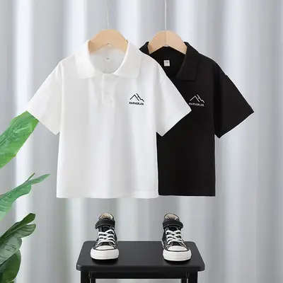 Boys Black Graphic T-Shirt 2025 Summer Wear