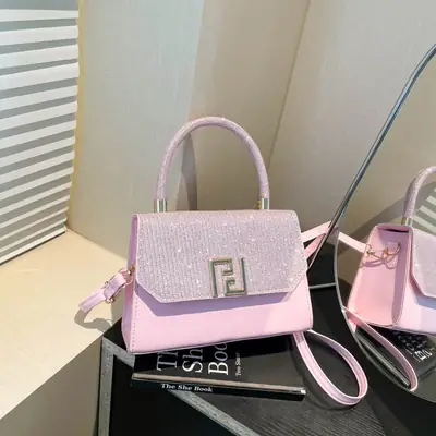 Pink Glitter Shoulder Bag for Women 2025