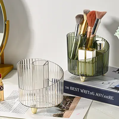 Transparent Makeup Brush Storage Tube with Spill Proof Design