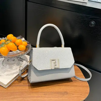 Women's White Glitter Crossbody Bag with FPU Logo