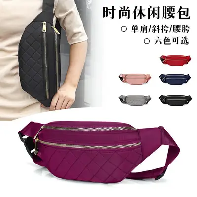 New Foreign Trade Diamond Pattern Waist Bag for Men Women