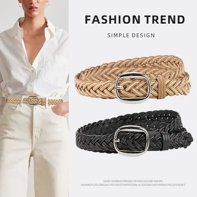 Woven Korean Belt for Women & Men with Pin Buckle