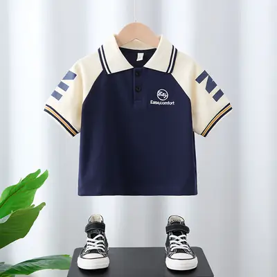 Boys Navy Polo Shirt Easy Comfort Raglan Sleeve T2025