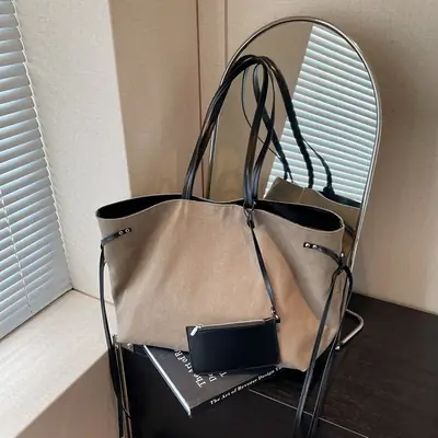 Retro Normcore Tote Bag Women Summer Casual Large Capacity