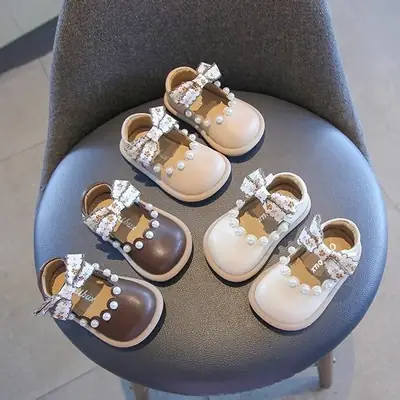 Girls Princess Shoes Soft Sole Non-Slip Small Leather Shoes Spring & Fall Baby Girl Flats Baby Children's Shoes Kidsren's Toddler Shoes