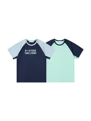 Kids Summer T-Shirt Navy Mint Quick-Dry Sports Top