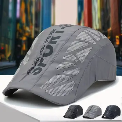 Men Grey Mesh Sports Cap Forward Visor Summer