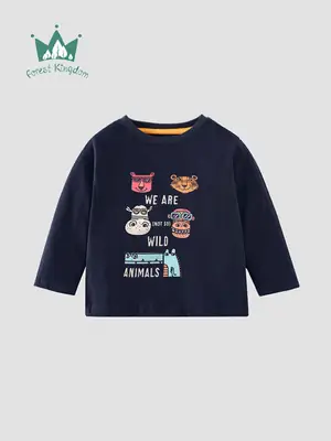 2025 Cartoon Cotton T-Shirt for Boys Round Neck