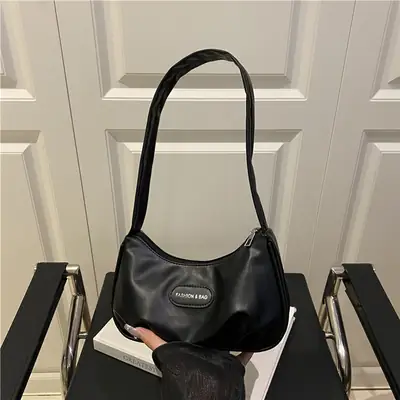 2025 Korean Style Pleated Shoulder Bag Women's Black