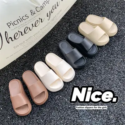 2025 New Style Thick-Soled Height-Increasing Slippers for Couples with Poop-Feeling Anti-Slip Slippers