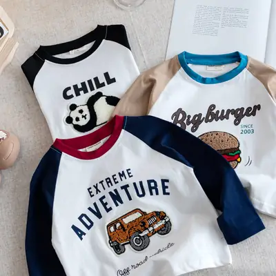 2025 Kids T-Shirts Extreme Adventure Chill Big Burger Cotton Long Sleeve