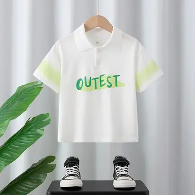 White Korean Style Boys T-Shirt 2025 Summer