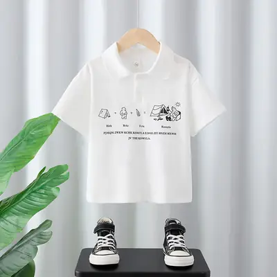 Boys Pure Cotton Polo Shirt White 2025 Summer