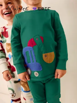 Green Cartoon Boys Sweatpants Set for Kids