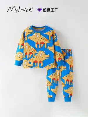 Malwee Boys' Blue Yellow Printed Pajama Set