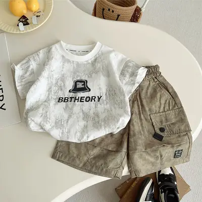 Boys White Tie-Dye T-Shirt BBTHEORY Letter Cool Summer Wear