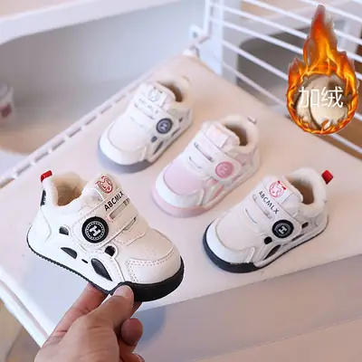 Baby Toddler Winter Shoes White Velvet Panda Design