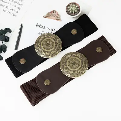 European American Belt Metal Disc Denim Ethnic Belt