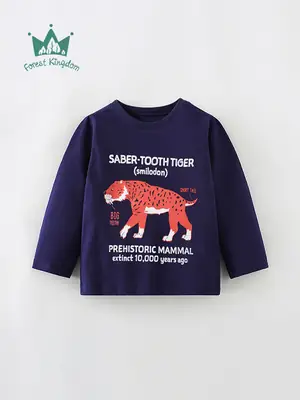 2025 Kids T-Shirt Saber-Toothed Tiger Long Sleeve Cotton