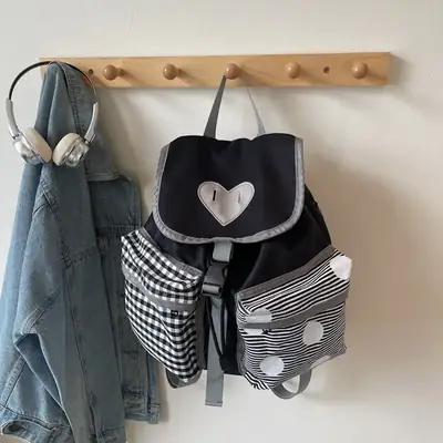 Japanese-Style Backpack for Girls Niche Color Blocking Tote