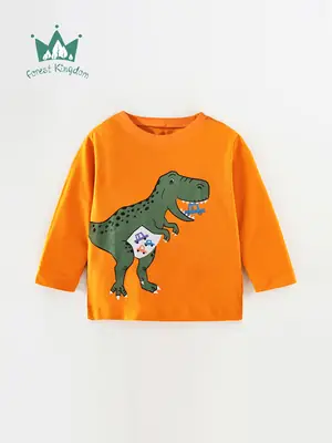 Kids Dinosaur T-Shirt Pure Cotton Round Neck Long Sleeve Boys
