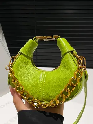 Green Frosted Chain Shoulder Bag for Women 2025