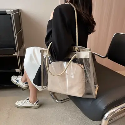 Transparent Waterproof Pvc Mother-in-Law Bag Satchel Small Square Bag Summer New Versatile Shoulder Bag Simple Women's Bag