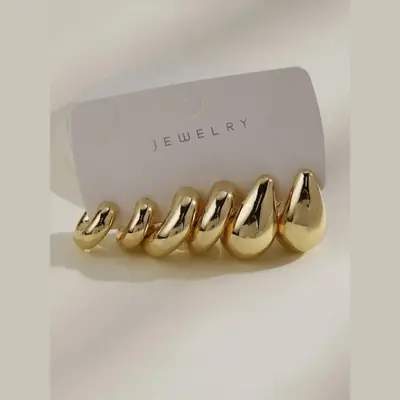 C-Shaped Gold Earrings Set for Women 6-Piece Luxury Jewelry