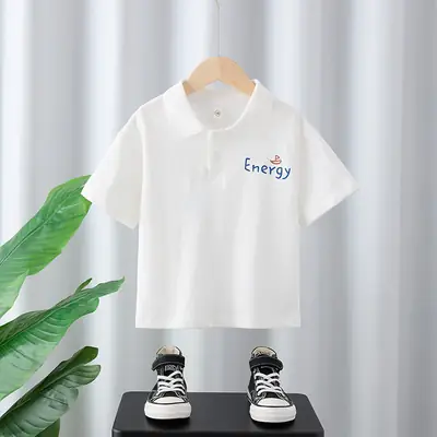 2025 Boys White Polo Shirt with Sunflower Print