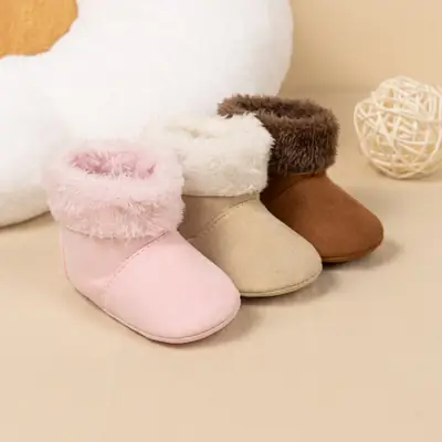 Amazon's Popular Baby Boots, Soft Sole Fleece-Lined Baby Shoes, Velcro Fasteners, Warm and Versatile Wholesale Baby Shoes