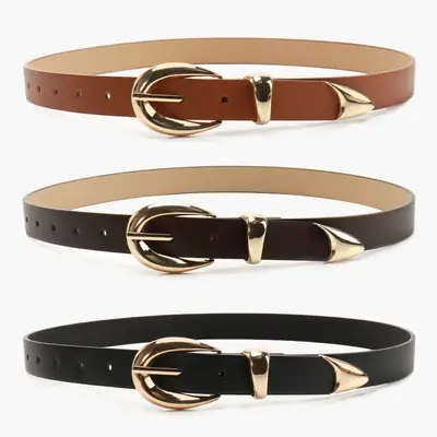 Black Gold Alloy Women's Belt for Jeans Student Wear