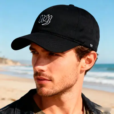 Men's Brown Embroidered Baseball Cap with Peaked Brim