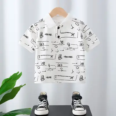 Boys Pure Cotton Printed Summer T-Shirt White