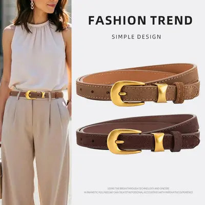 Women Cross-Border Frosted Suede Belt焦糖色