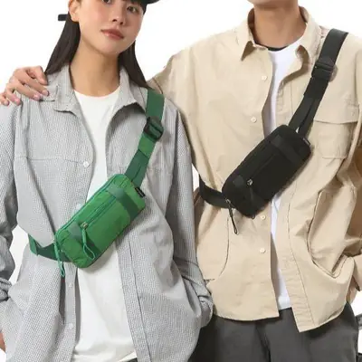 Men's Green Crossbody Bag with Mobile Holder